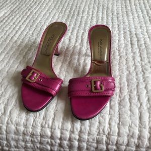 Dolce & Gobana short heeled mules in fuschia. In great condition. Fits 6-6.5